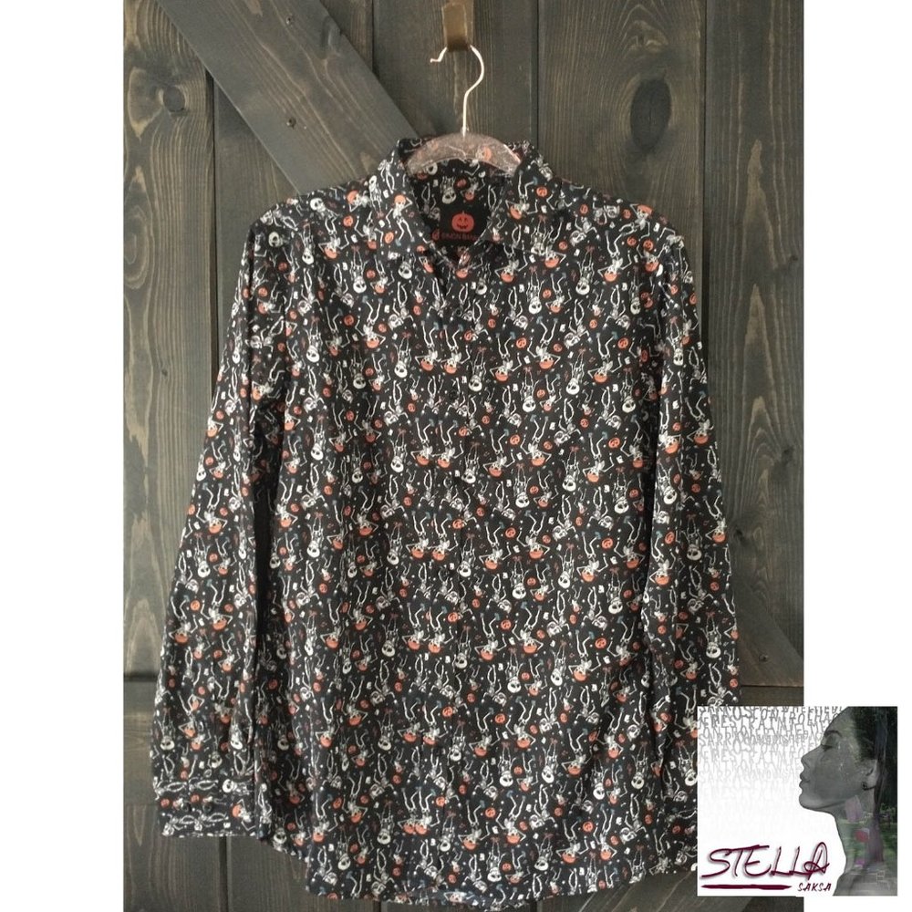 👻 Simon Banks Halloween Skeleton Button Up Shirt